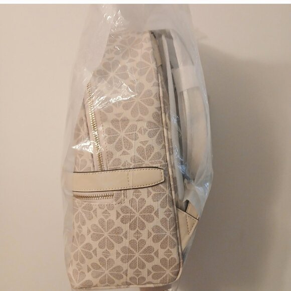 New Kate Spade Spade Flower Coated Canvas Medium Backpack Parchment Multi - Picture 6 of 7